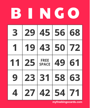 Sample Bingo Cards Free